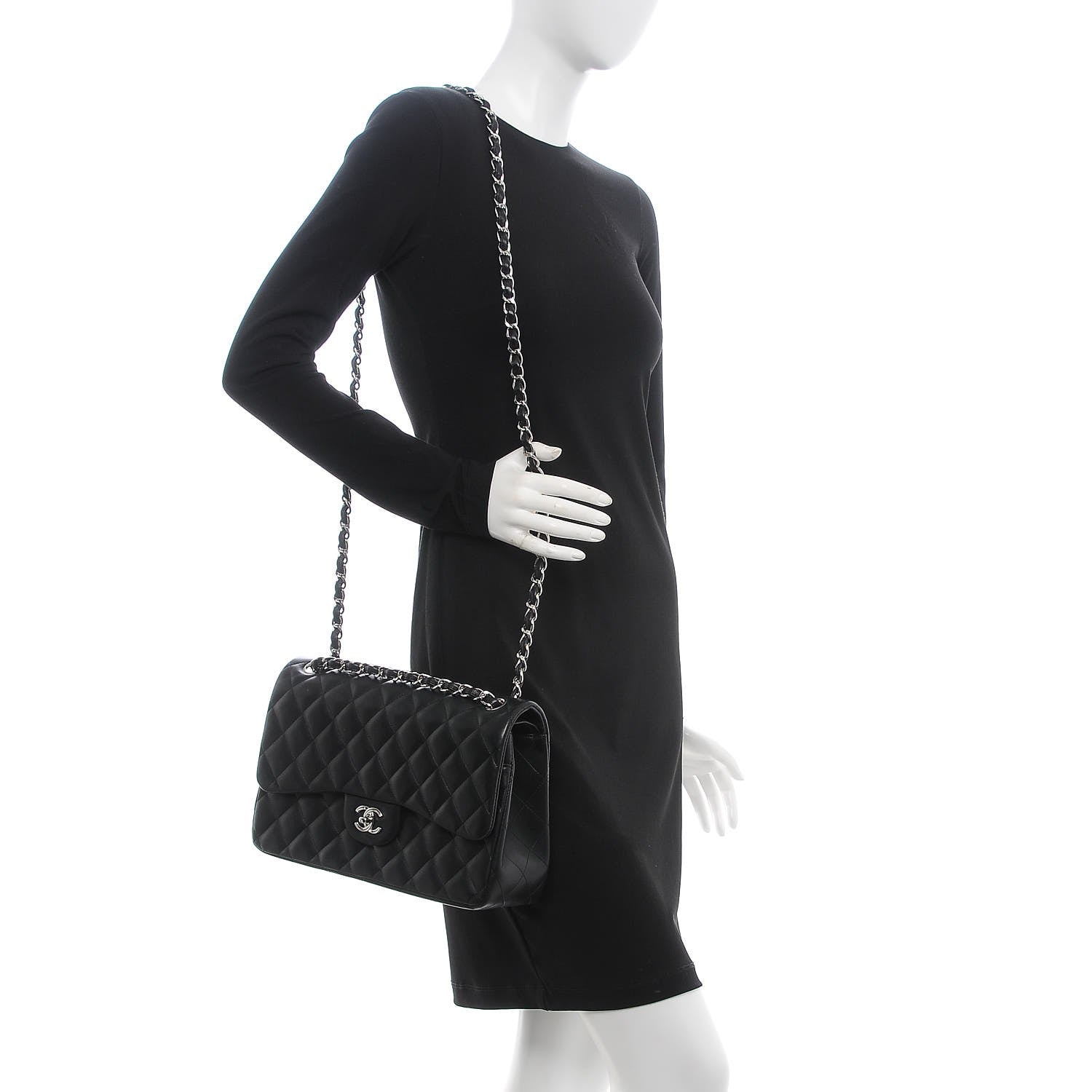 Chanel Lambskin Quilted Jumbo Double Flap Black 2 of 13
