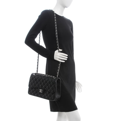 Chanel Lambskin Quilted Jumbo Double Flap Black 2 of 13