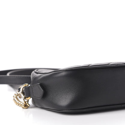 Gucci Calfskin Matelasse Mini GG Marmont Chain Shoulder Bag Black 10 of 13