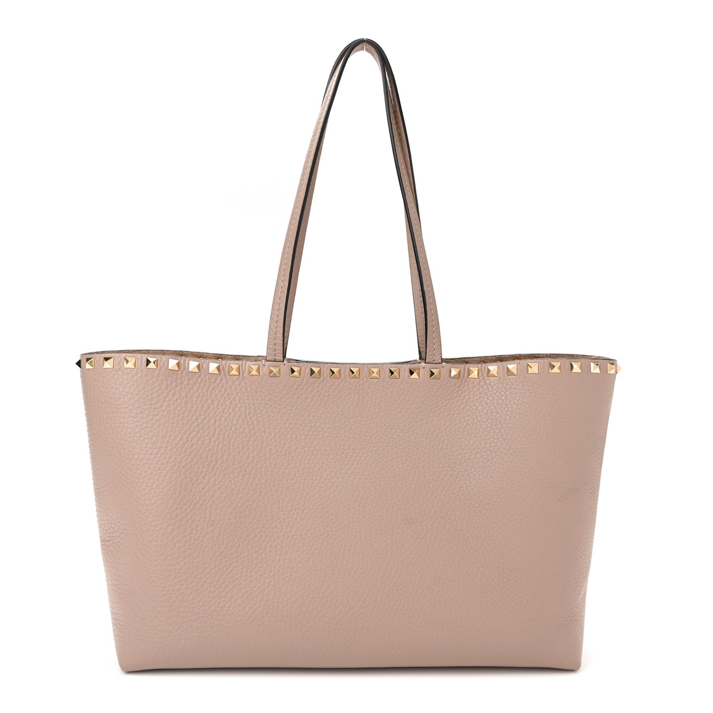 Grained Calfskin Small Rockstud Shoulder Tote Poudre