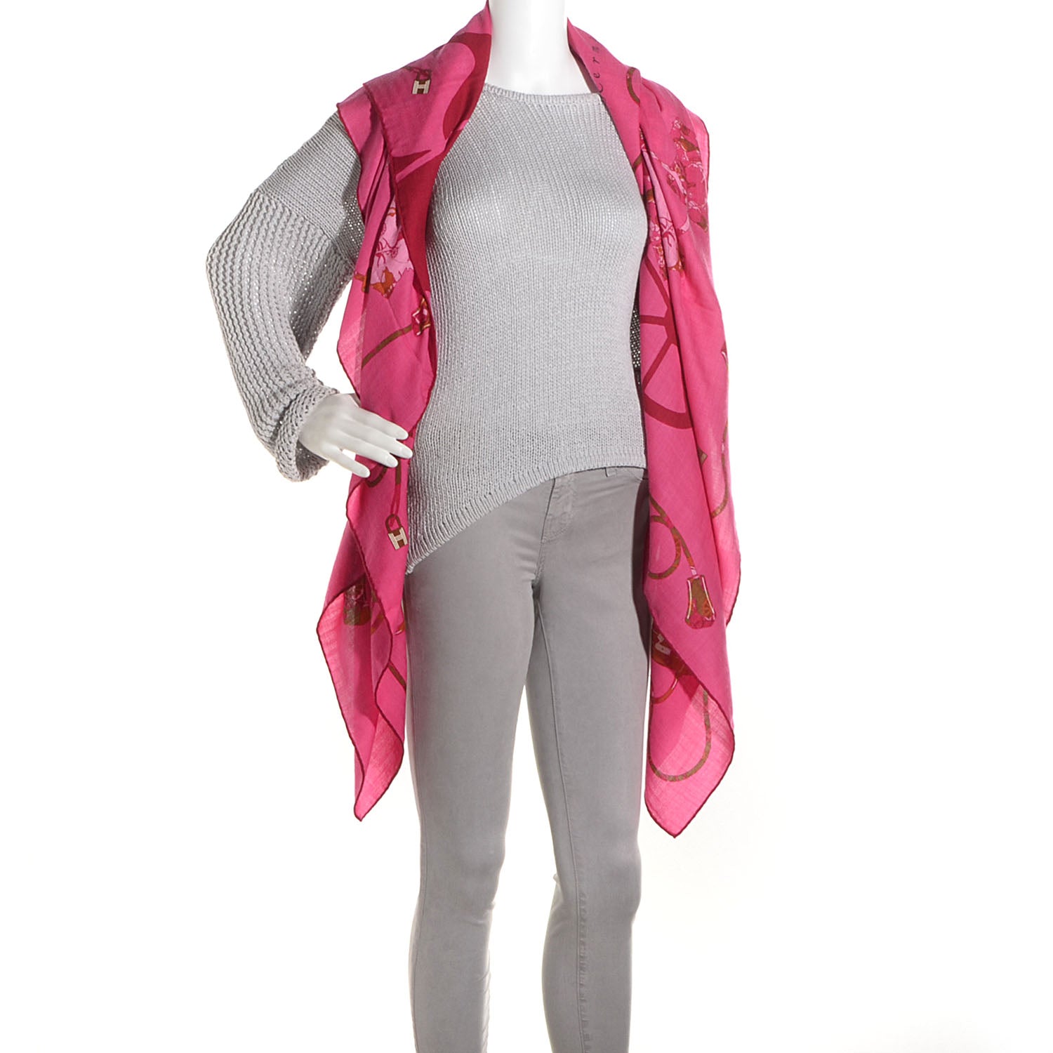 Hermes Cashmere Silk Kelly En Caleche Shawl 140 2 of 7