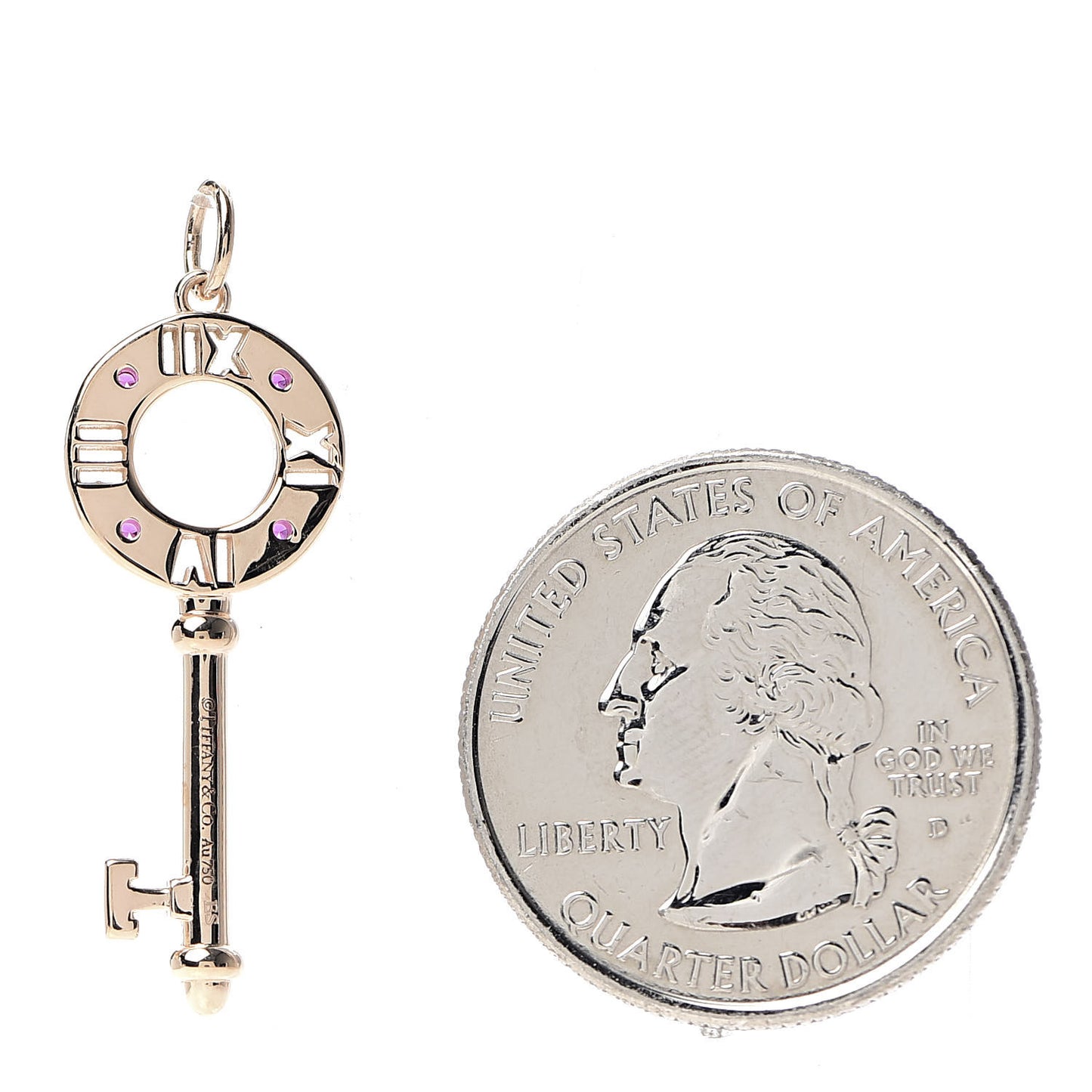 18K Rose Gold Ruby Atlas Pierced Key Pendant