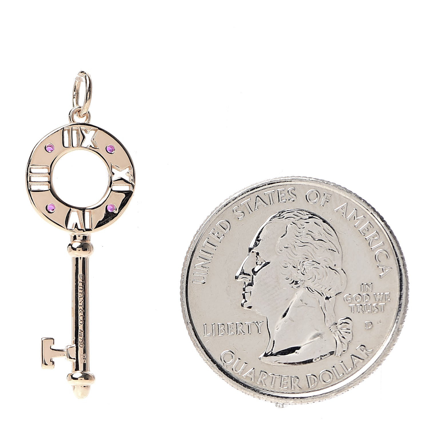Tiffany 18K Rose Gold Ruby Atlas Pierced Key Pendant 2 of 3