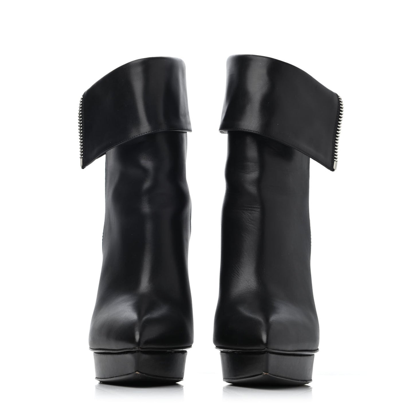 Calfskin Janis 105 Fold Over Ankle Boots 40 Black