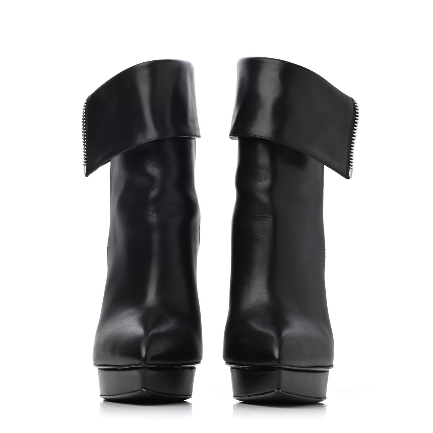 Saint Laurent Calfskin Janis 105 Fold Over Ankle Boots 40 Black 2 of 4