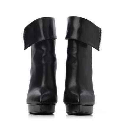Saint Laurent Calfskin Janis 105 Fold Over Ankle Boots 40 Black 2 of 4