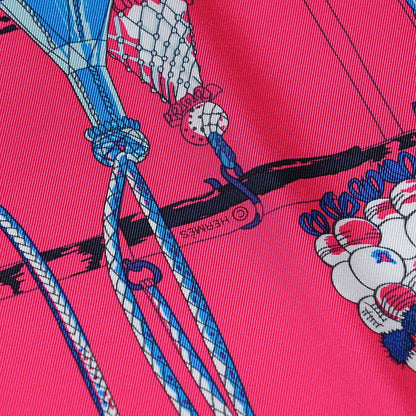 Hermes Silk Passementerie Quadri Scarf 90 Bleu Dur Rose Vif Orange 5 of 7