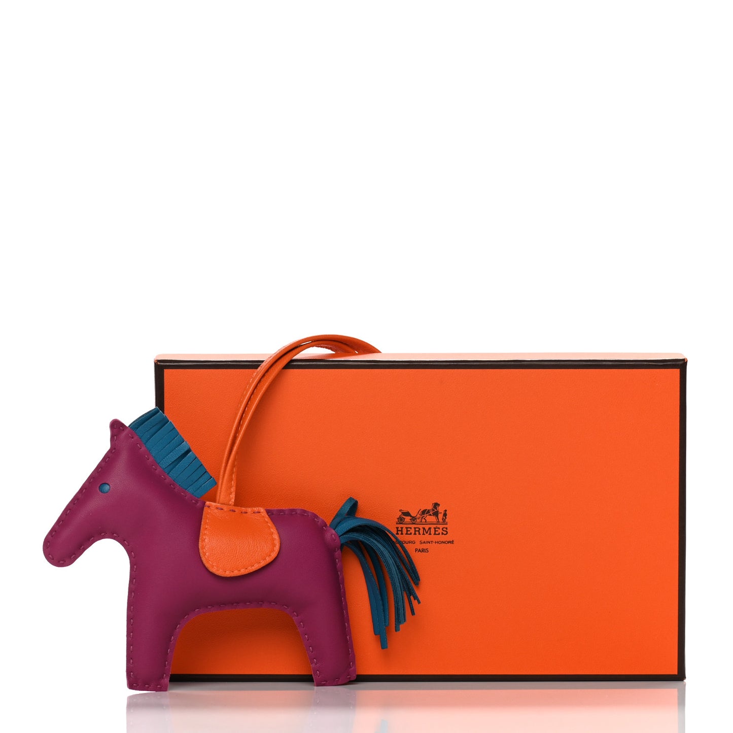 Milo Lambskin Grigri Rodeo Horse Bag Charm MM Tosca Bleu Izmir Orange