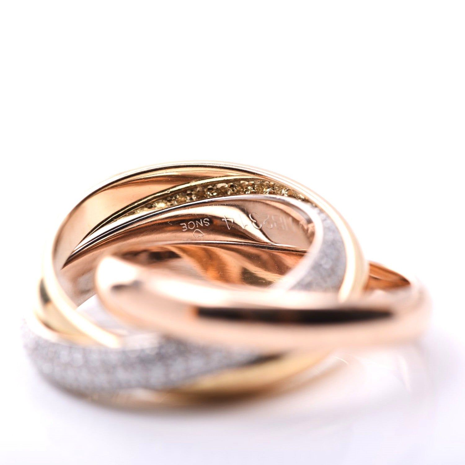 Cartier 18K White Yellow Pink Gold Diamond Classic Trinity Paved Ring 56 7.5 4 of 6