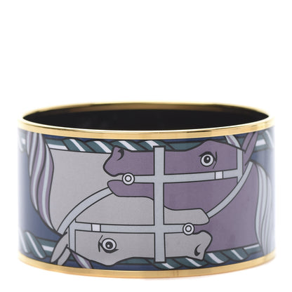 Hermes Enamel Printed Quadrige Extra Wide Bracelet 65 Mineral 1 of 6