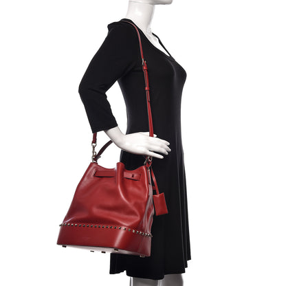 Valentino Garavani Calfskin Lovestud Bucket Rosso Valentino 2 of 8