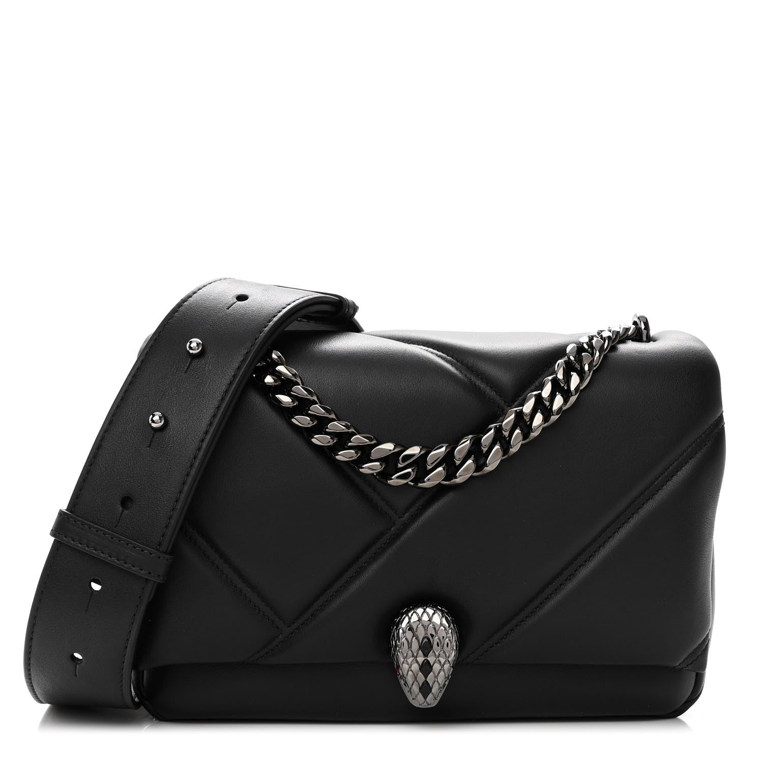 Bulgari Calfskin Matelasse Serpenti Cabochon Crossbody Bag Black 1 of 11
