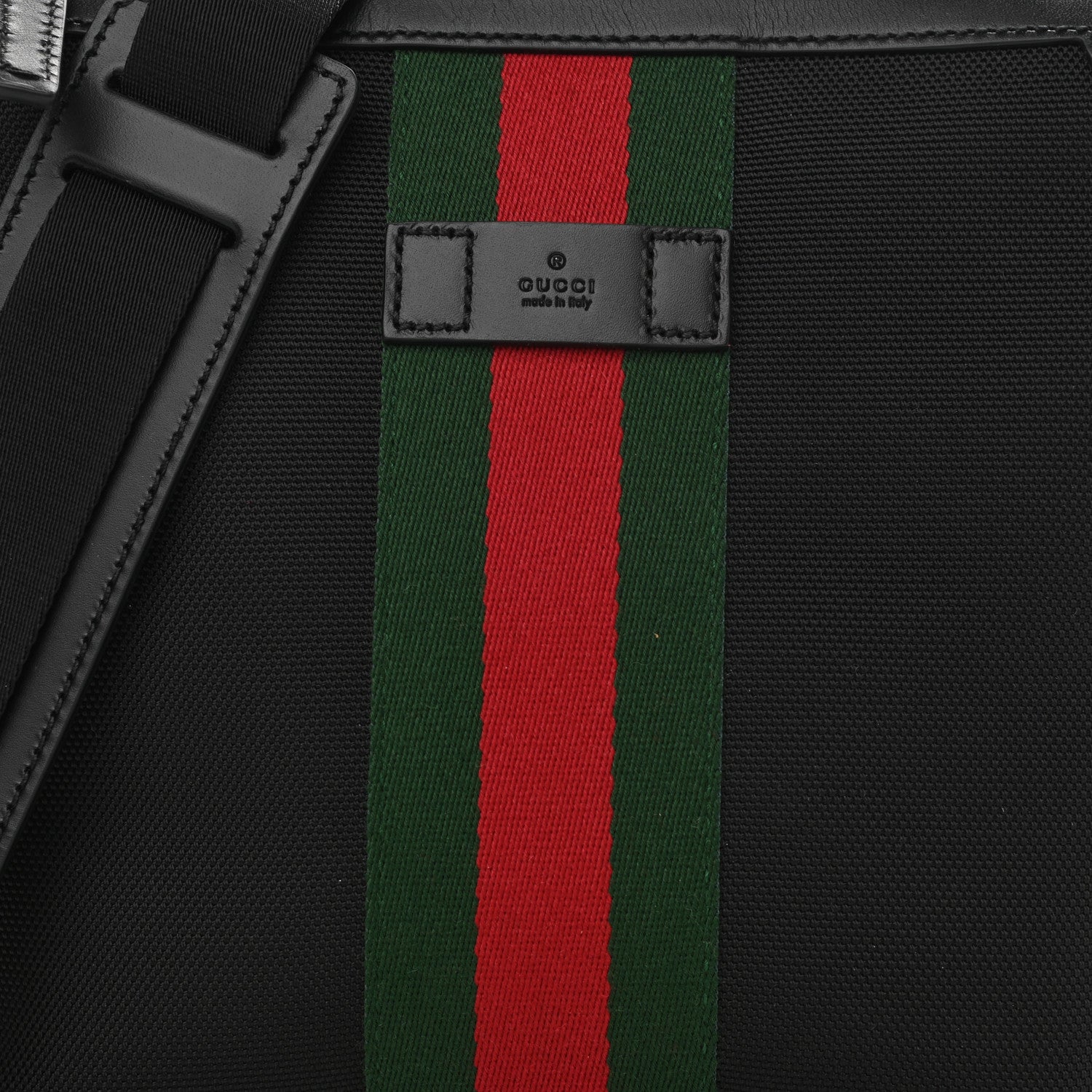 Gucci Techno Canvas Selleria Calfskin Web Small Flat Messenger Bag Black 10 of 10