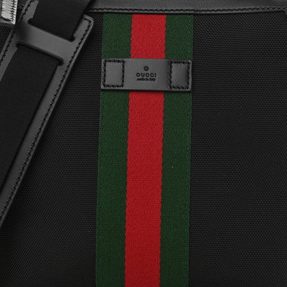 Gucci Techno Canvas Selleria Calfskin Web Small Flat Messenger Bag Black 10 of 10