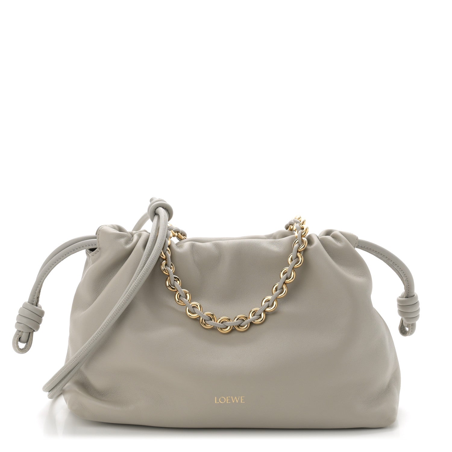 Loewe Mellow Nappa Donut Chain Medium Flamenco Knot Clutch Shell Grey 1 of 10