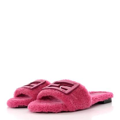 Fendi Shearling FF Baguette Slide Sandals 36.5 Pink 3 of 10