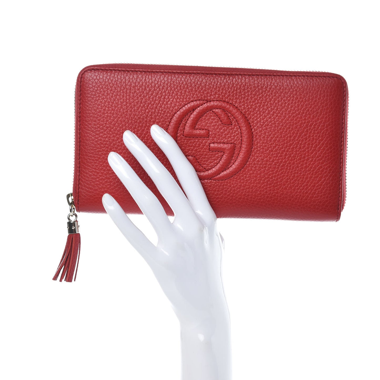 Pebbled Calfskin Soho Zip Around Wallet Vibrant Red
