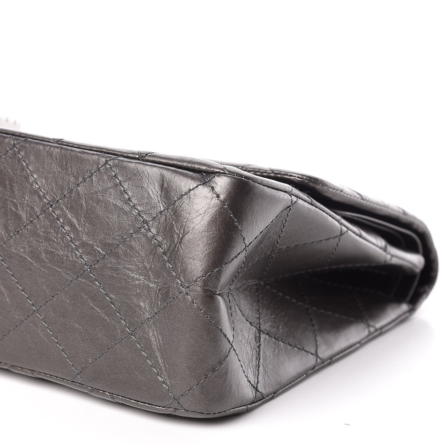 Metallic Aged Calfskin Quilted 2.55 Reissue 227 Flap Dark Silver