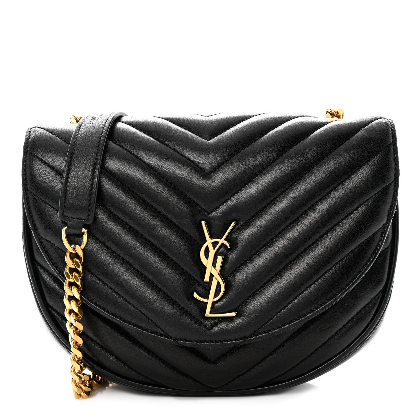 Lambskin Matelasse Chevron Monogram Bubble Chain Crossbody Black