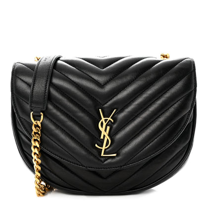 Saint Laurent Lambskin Matelasse Chevron Monogram Bubble Chain Crossbody Black 1 of 11