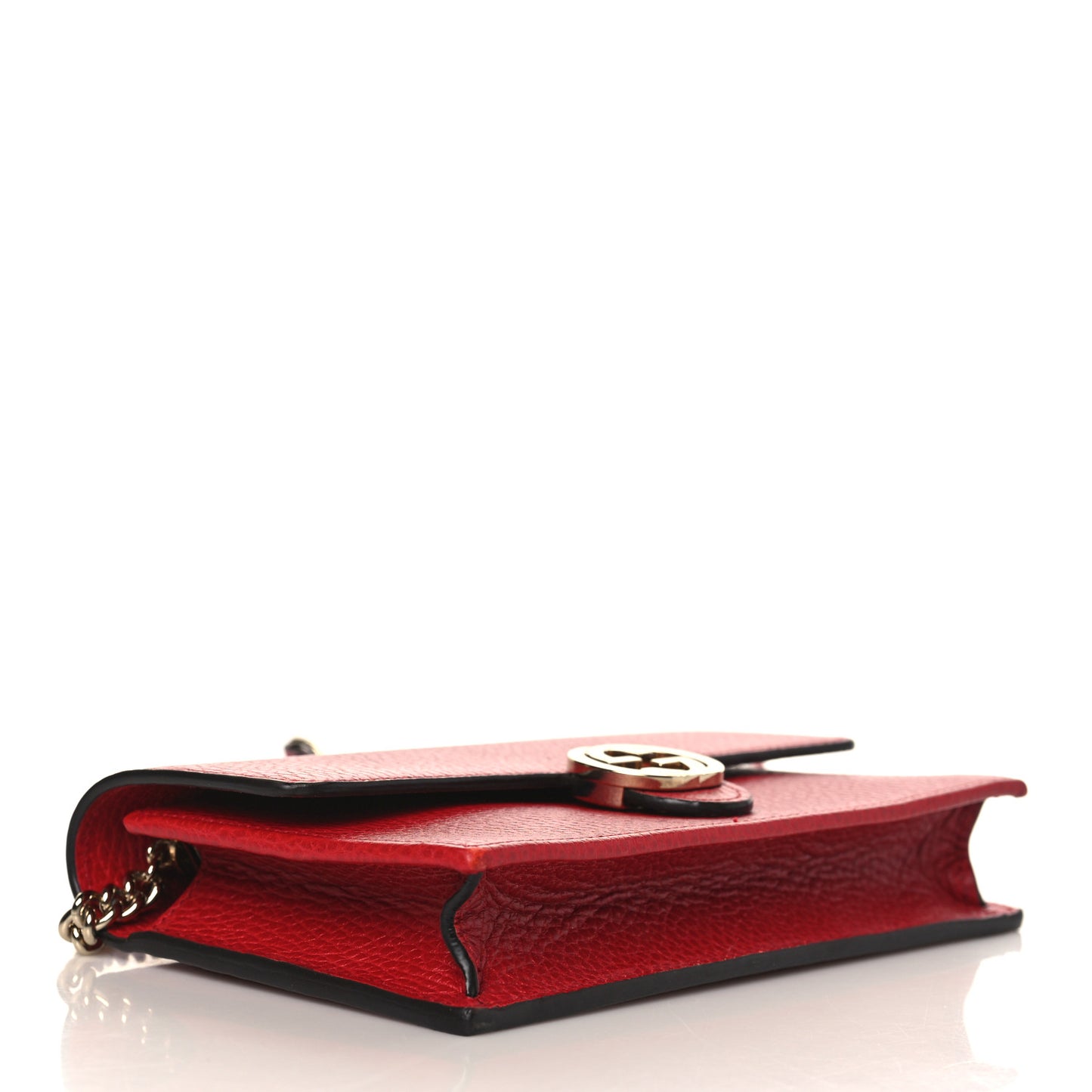 Dollar Calfskin Interlocking G Chain Wallet Red