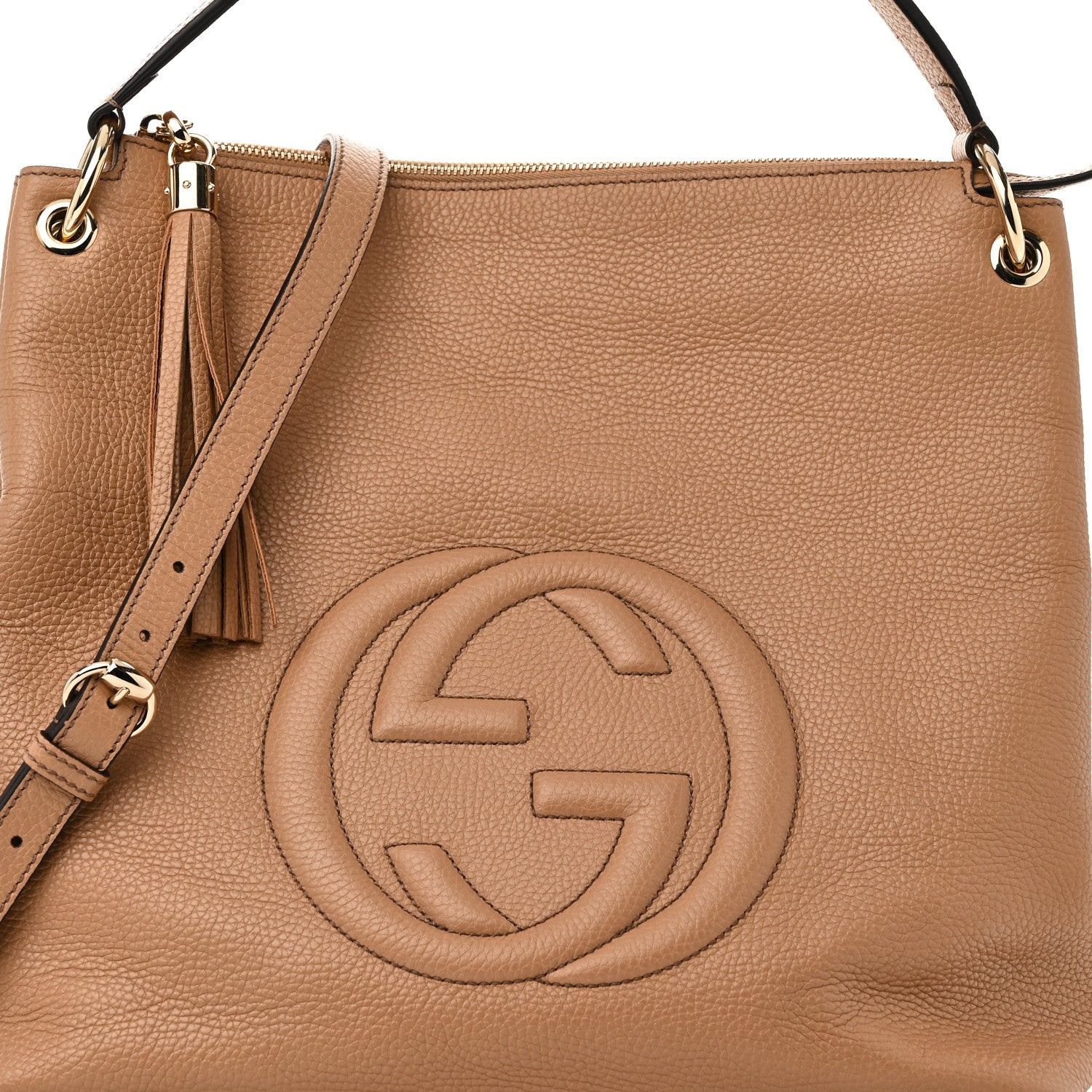 Gucci Pebbled Calfskin Large Soho Hobo Camelia 8 of 10