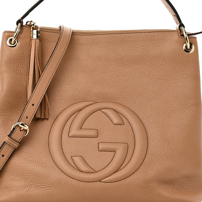 Gucci Pebbled Calfskin Large Soho Hobo Camelia 8 of 10