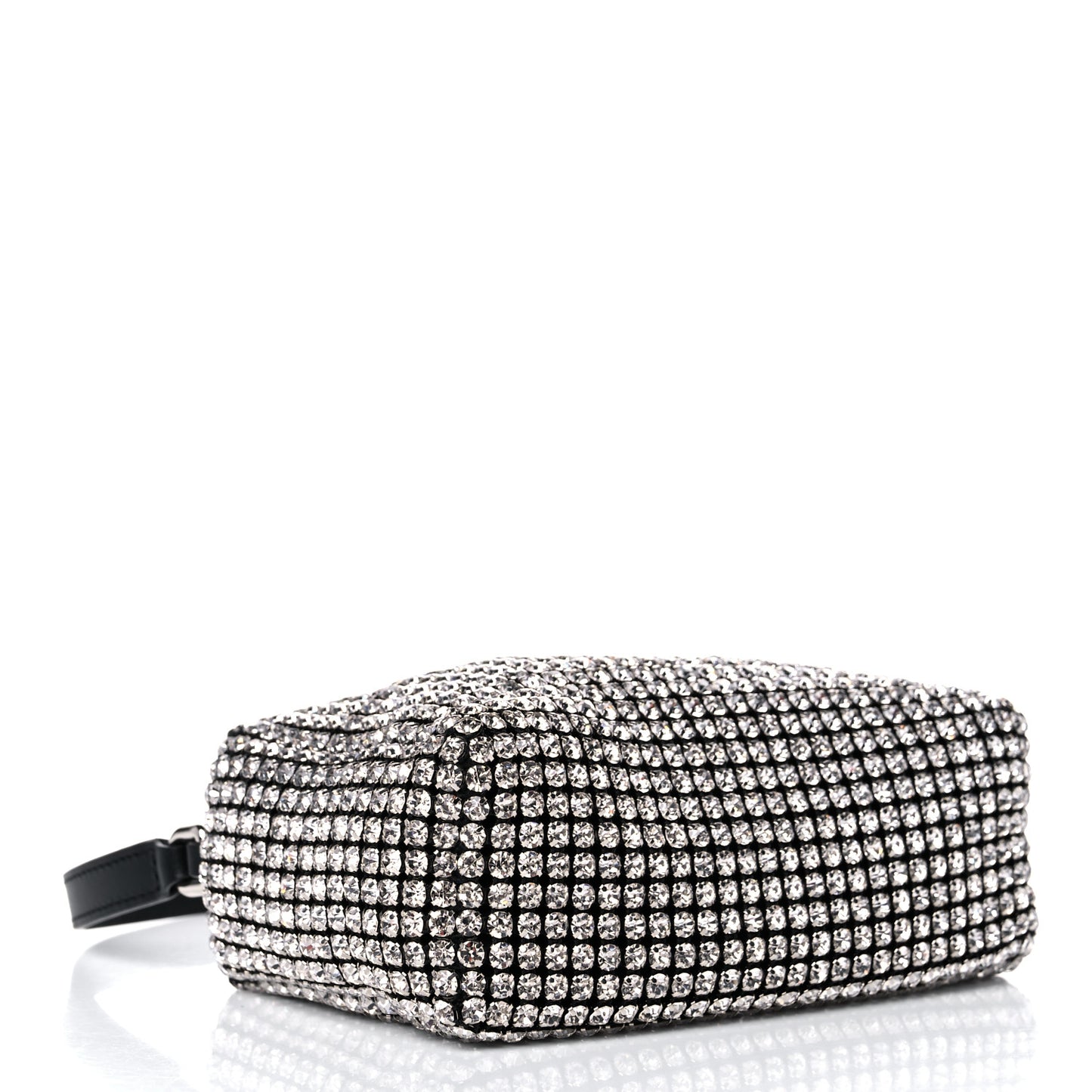 Mesh Crystal Rhinestone Mini Heiress Pouch Black Silver
