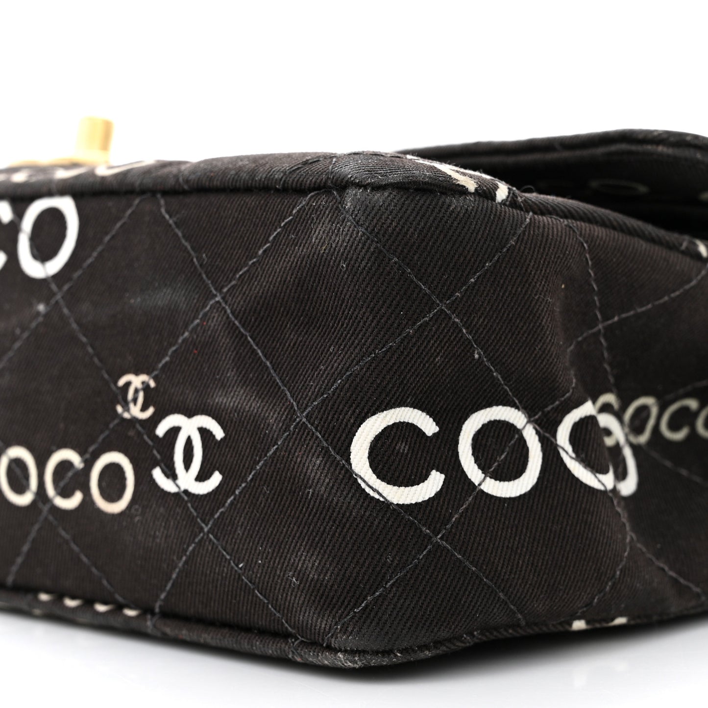 Canvas Coco Printed Quilted Medium Double Flap Black White