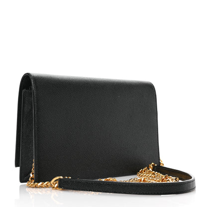 Saint Laurent Grain De Poudre Classic Monogram Kate Tassel Chain Wallet Black 3 of 8