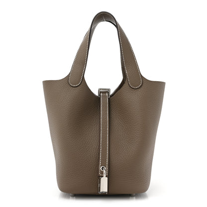 Hermes Taurillon Clemence Picotin Lock 18 PM Etoupe 1 of 11