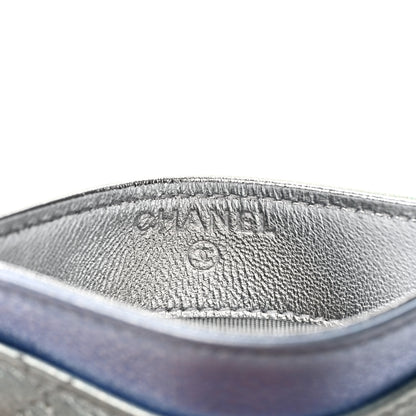 Chanel Gradient Metallic Calfskin Quilted Card Holder Silver Blue Yellow Purple 6 of 9
