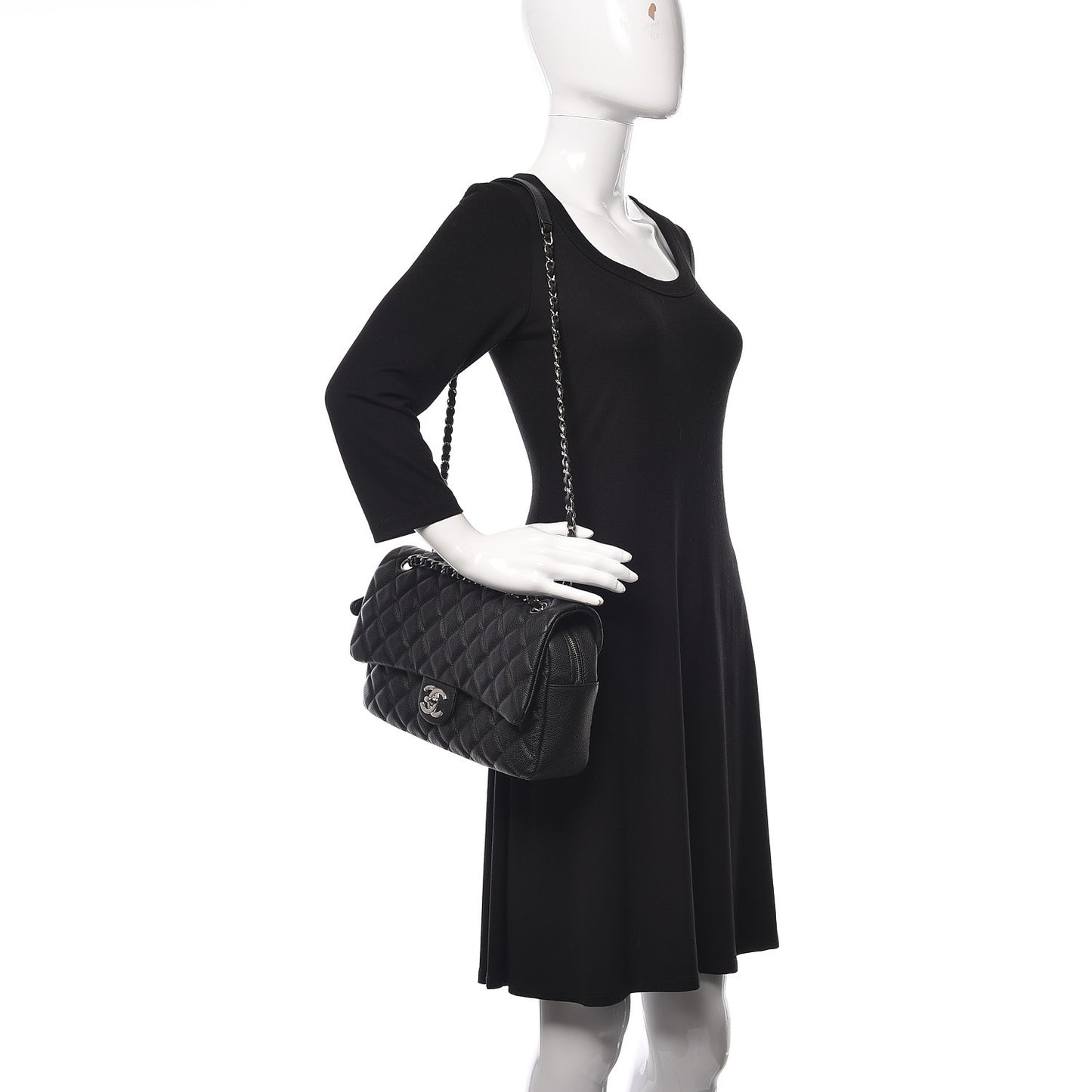 Caviar Quilted Jumbo Easy Flap Black