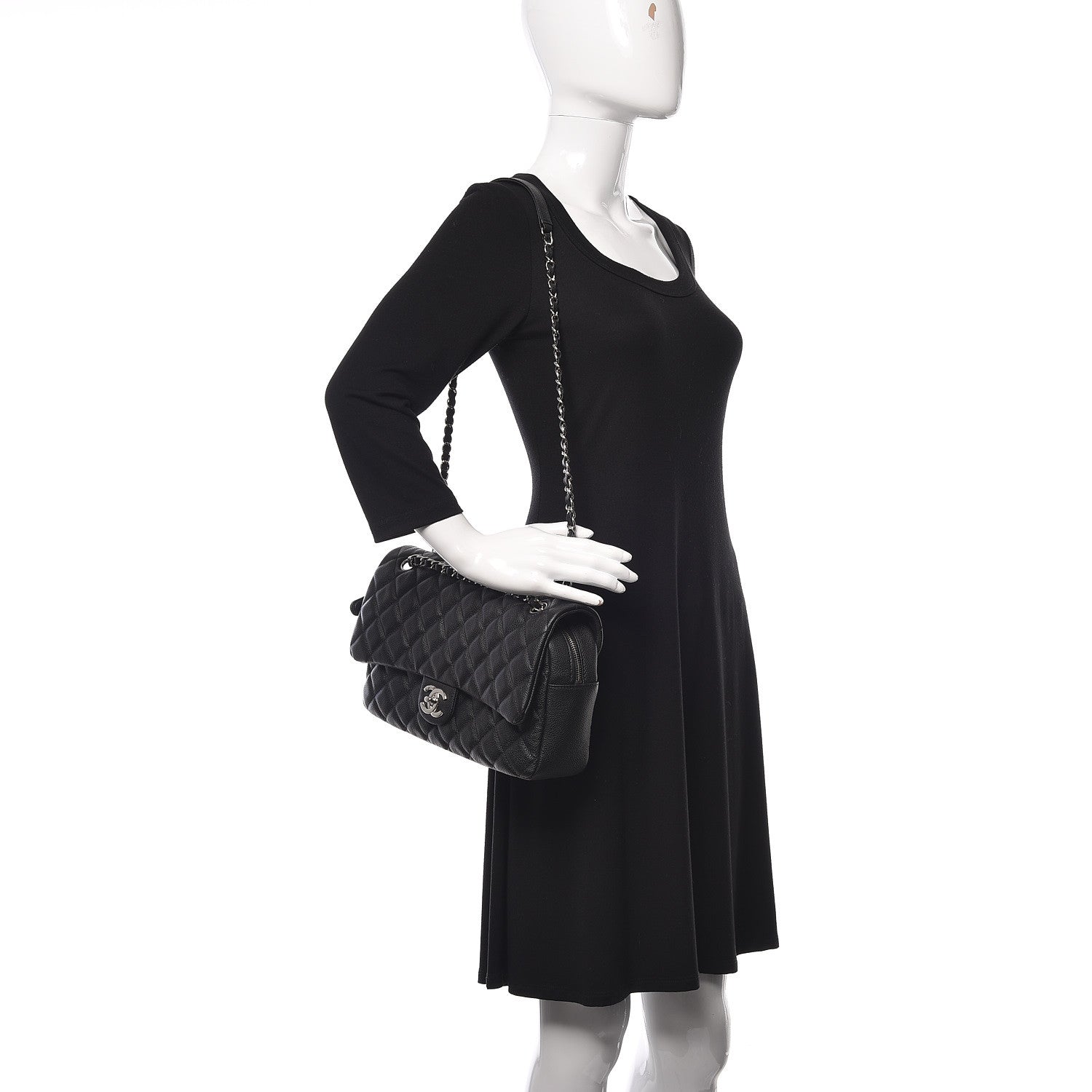 Chanel Caviar Quilted Jumbo Easy Flap Black 2 of 11