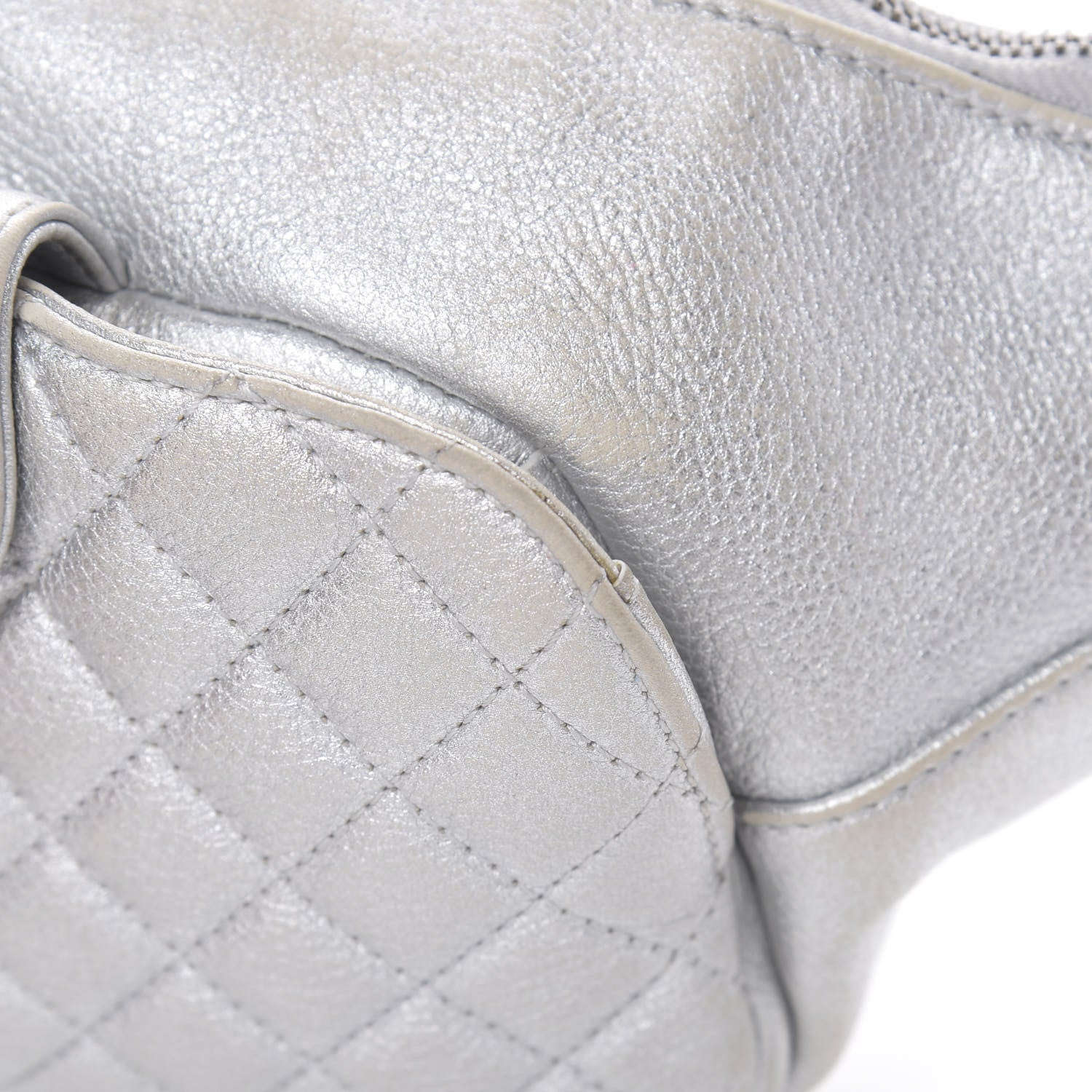 Chanel Metallic Grained Calfskin Quilted Casual Rock Waist Bag Fanny Pack Silver 14 of 18