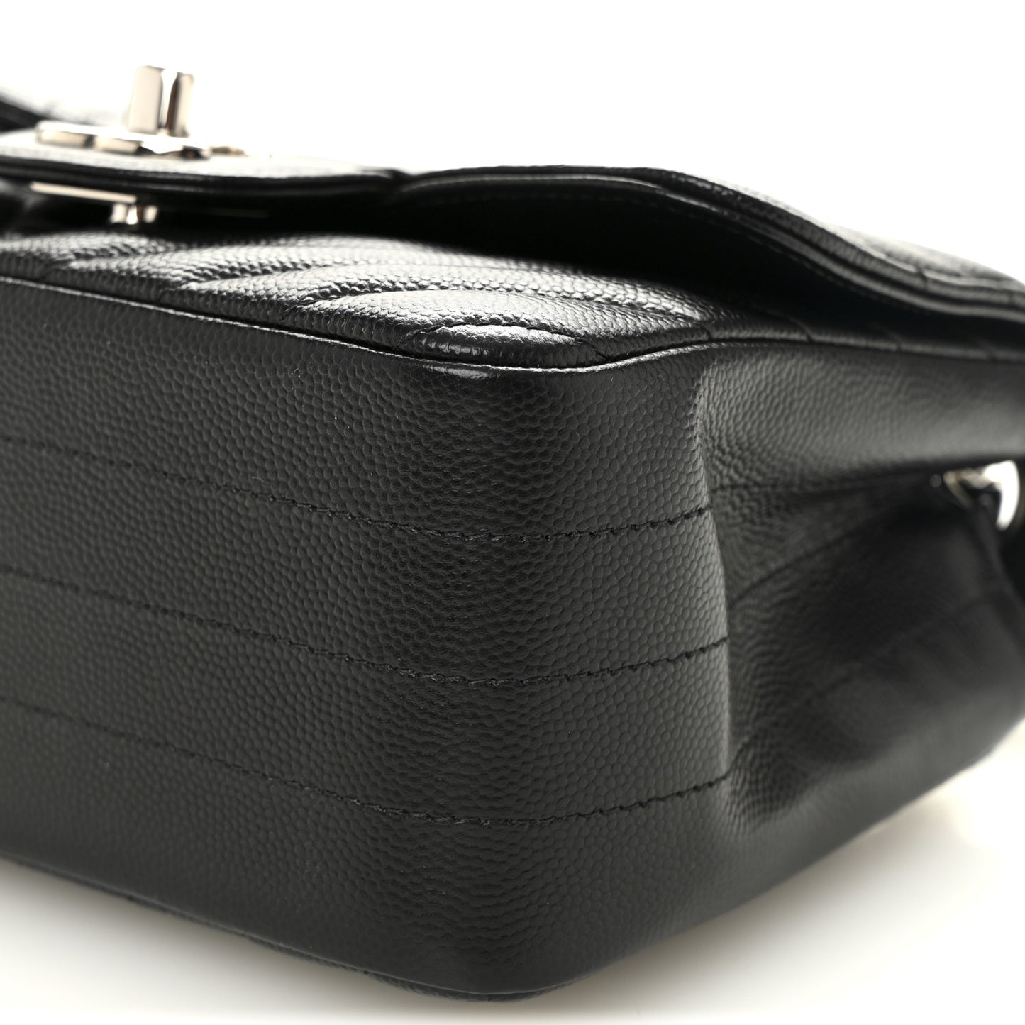 Caviar Chevron Quilted Mini Square Flap Black