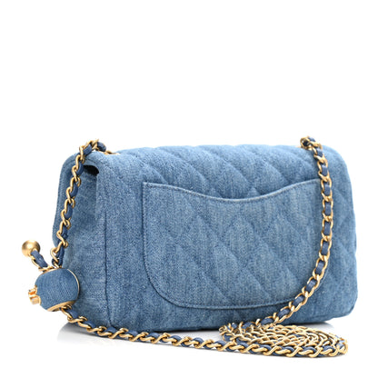 Chanel Denim Quilted Mini Pearl Crush Rectangular Flap Blue 3 of 8