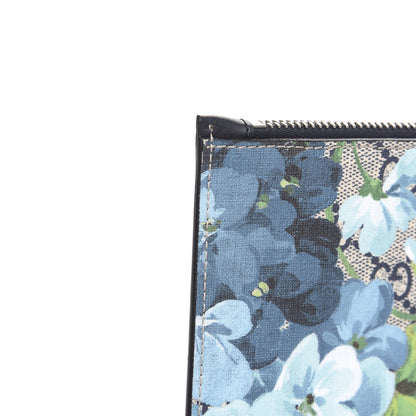 Gucci GG Supreme Monogram Blooms Small Zip Wristlet Pouch Beige Blue Black 6 of 8