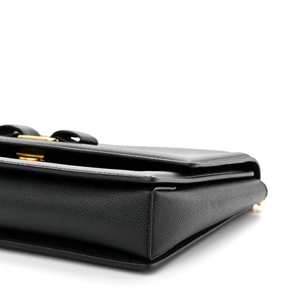 Salvatore Ferragamo Hammered Calfskin Vara Bow Chain Flap Crossbody Black 9 of 9