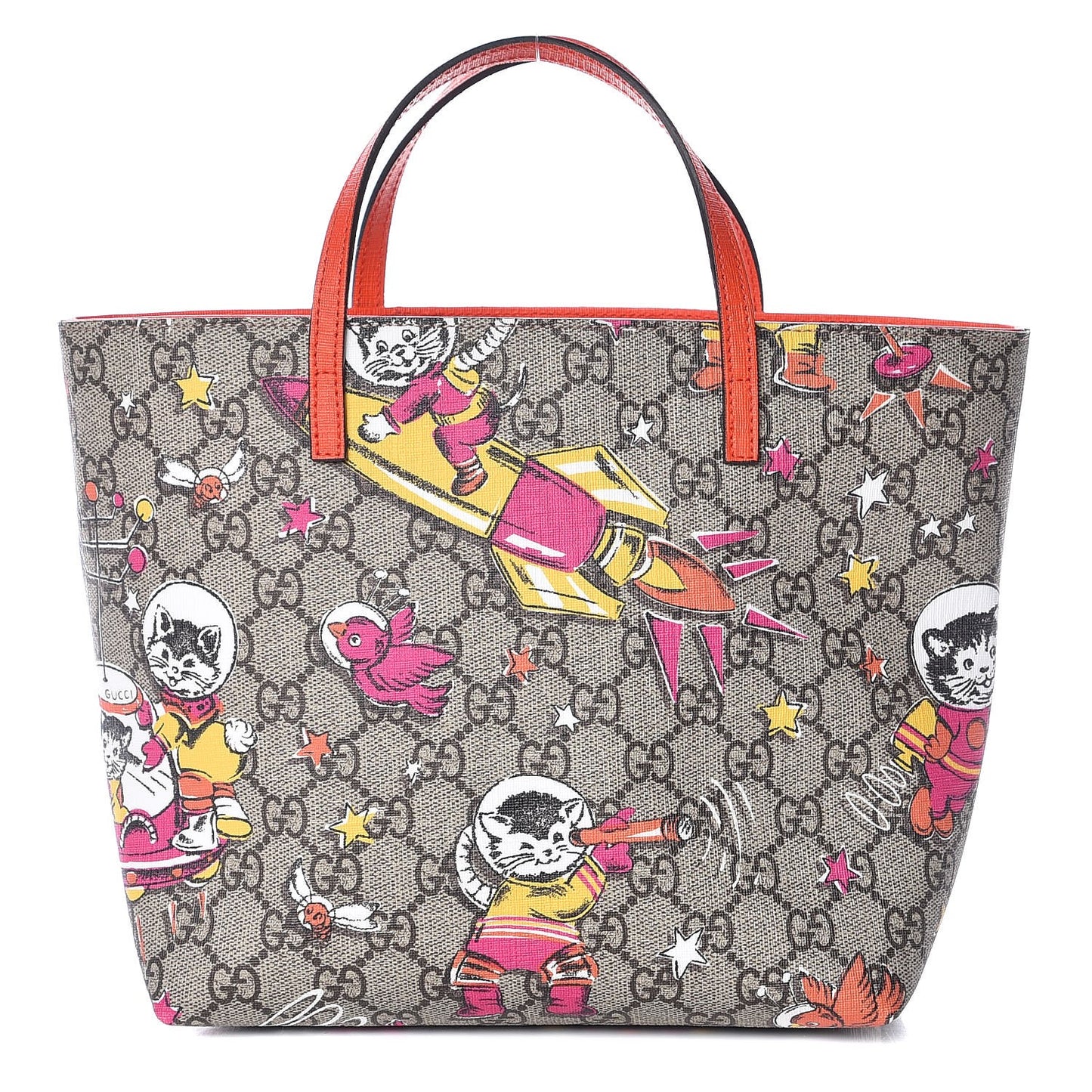 GG Supreme Monogram Space Cats Childrens Tote Orange