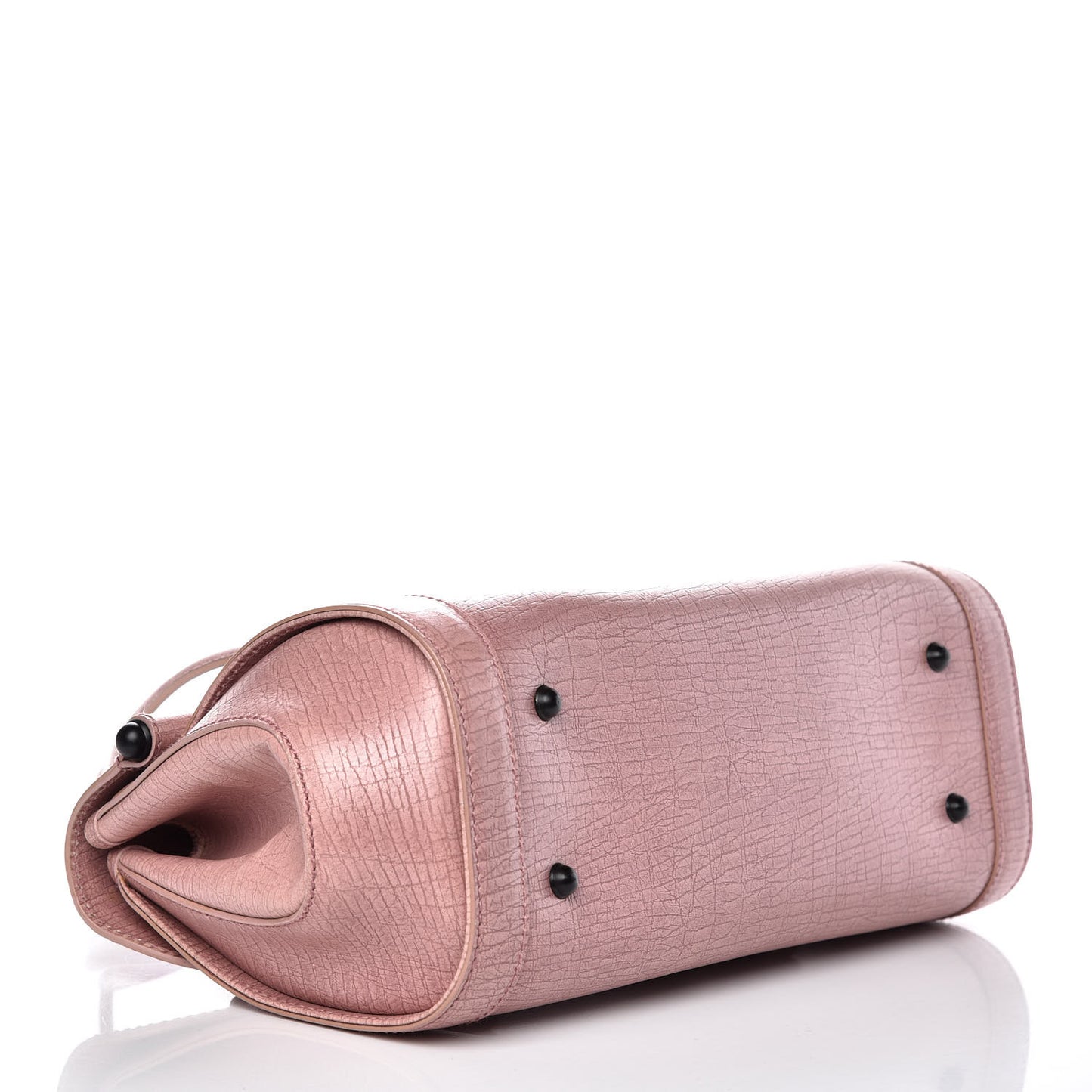 Calfskin Bamboo Bullet Satchel Carmine Rose