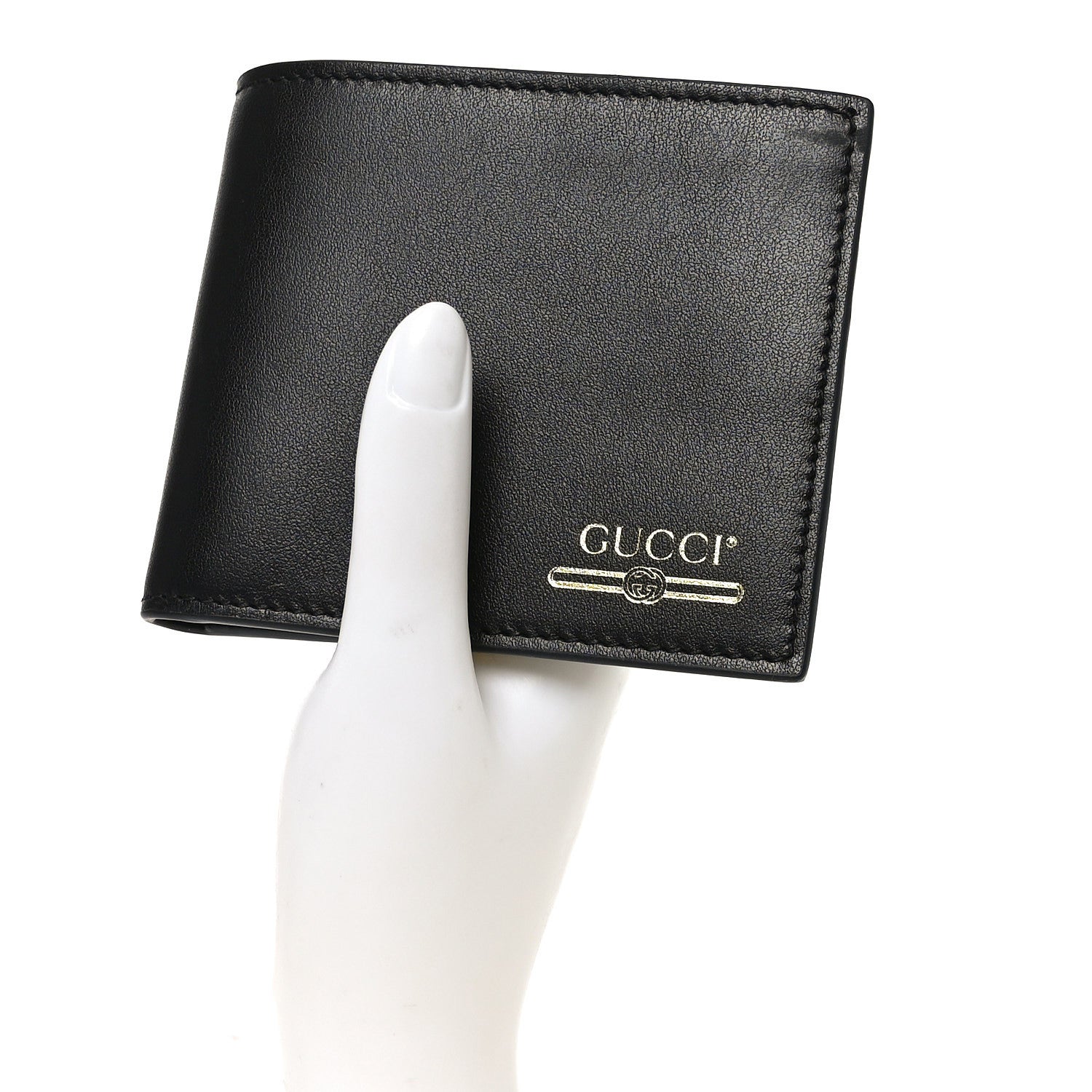 Gucci Plutone Calfskin Logo Bi-Fold Wallet Black 2 of 7
