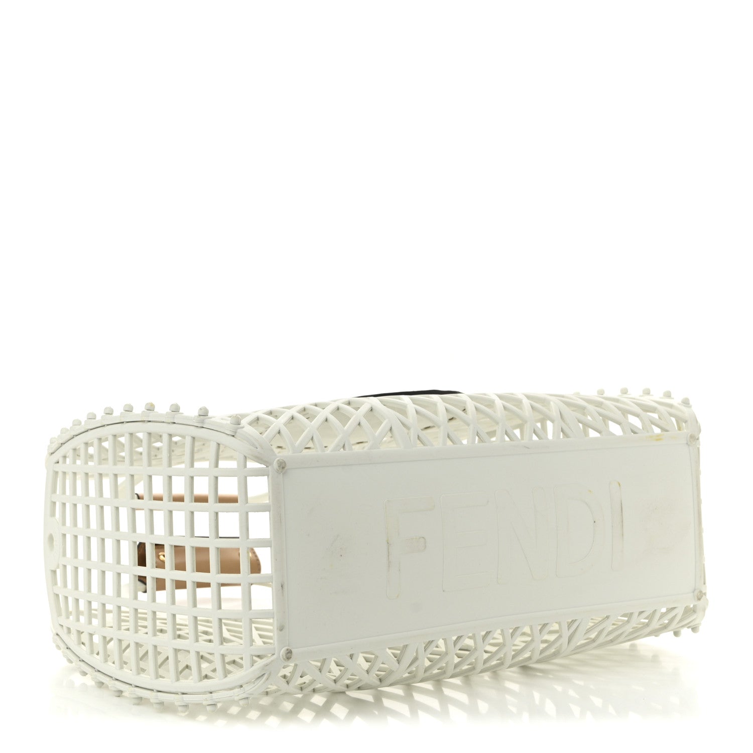 Fendi Recycled Plastic Vitello Liberty Matte Medium Fendi Basket White Ice Miele Scuro 4 of 10