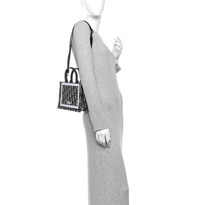Christian Dior Oblique Embroidered Lace Mini Book Tote With Strap Blue White 2 of 9