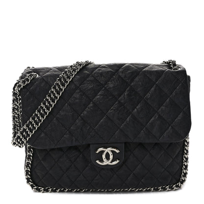 Chanel Washed Lambskin Quilted Maxi Chain Around Flap Black 1 of 9