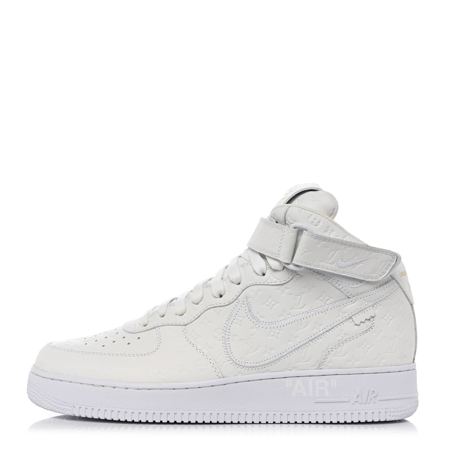 X NIKE AIR FORCE 1 Calfskin Monogram Mens Mid Sneakers 11 White