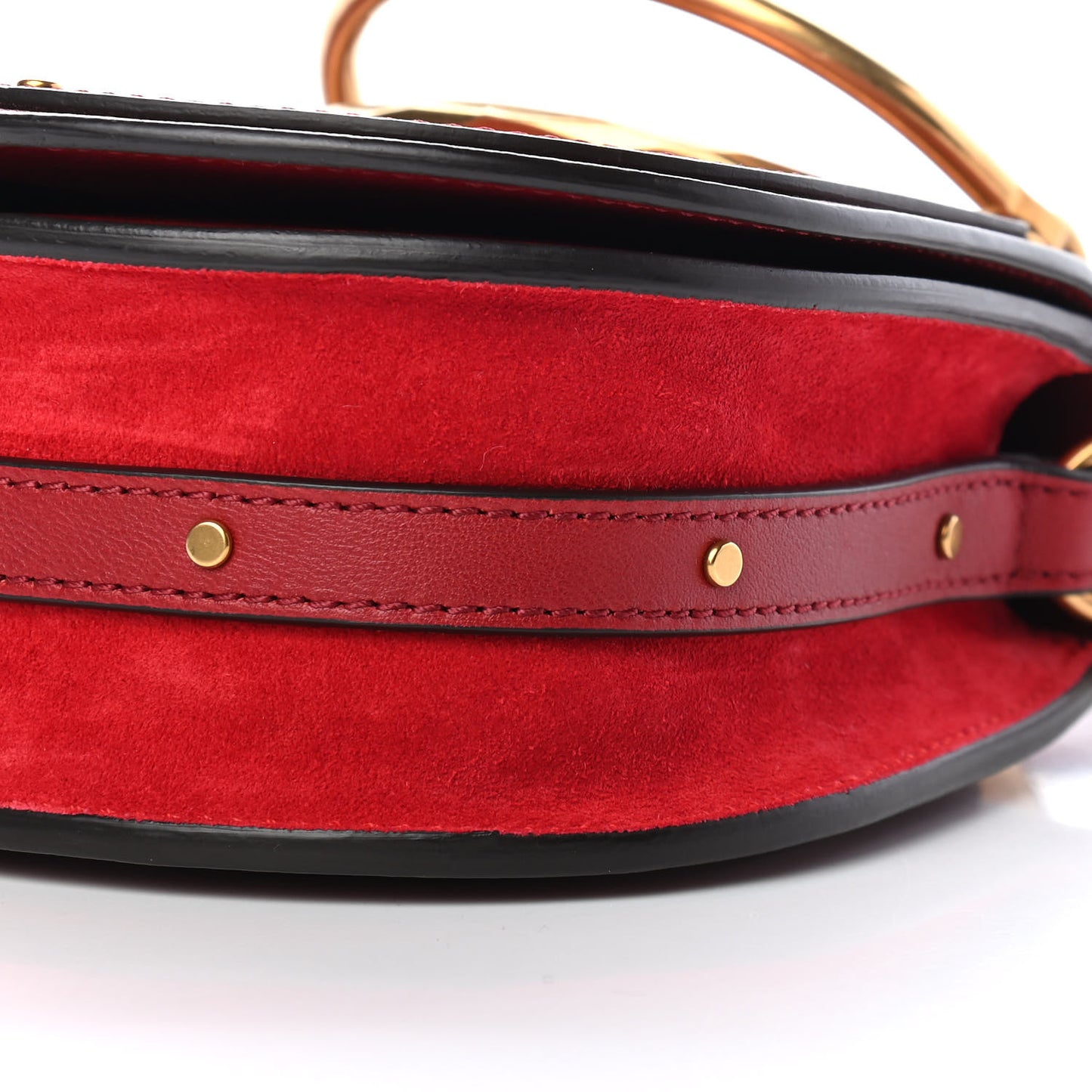 Calfskin Suede Small Nile Bracelet Bag Intense Red