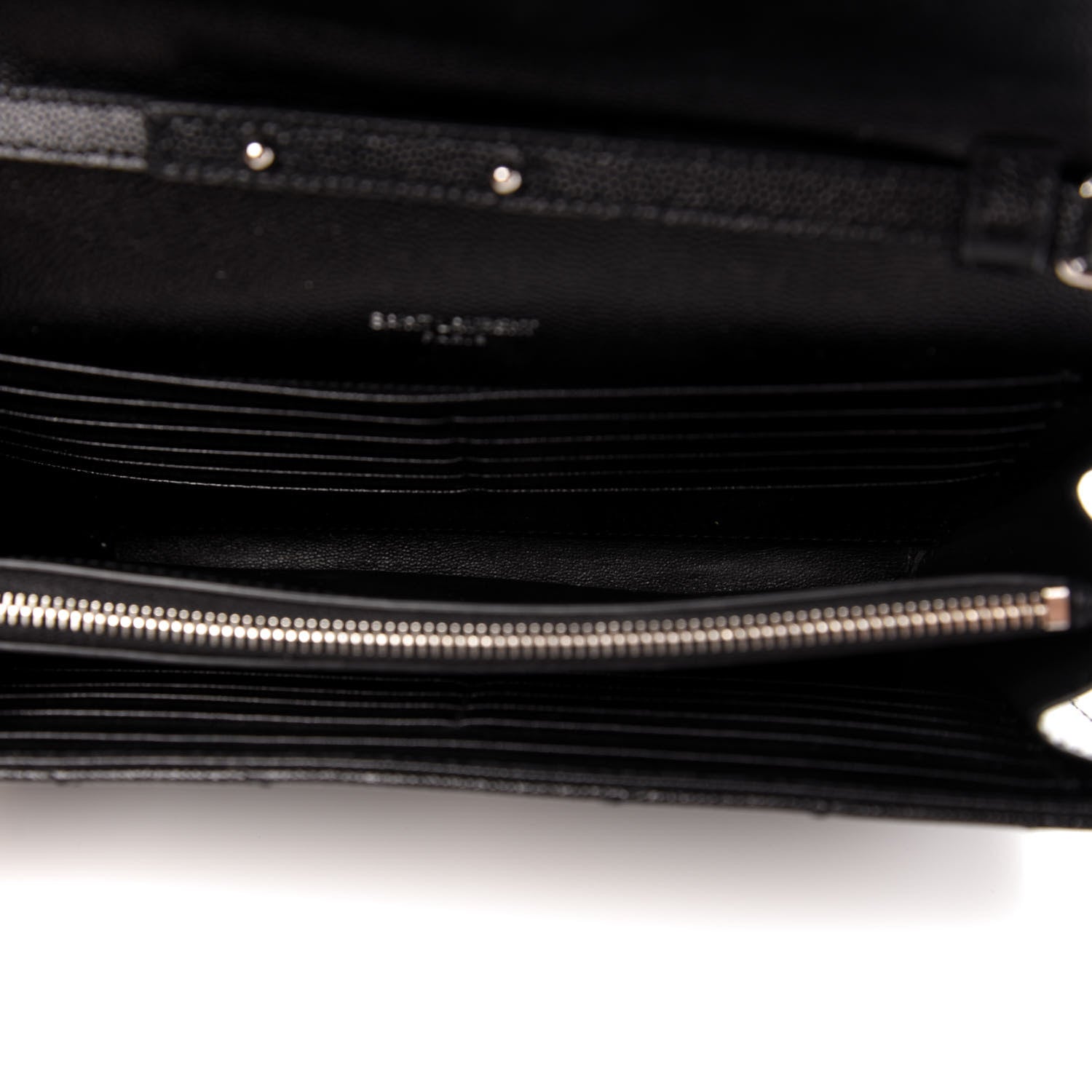 Saint Laurent Grain De Poudre Matelasse Chevron Monogram Chain Wallet Black 5 of 10