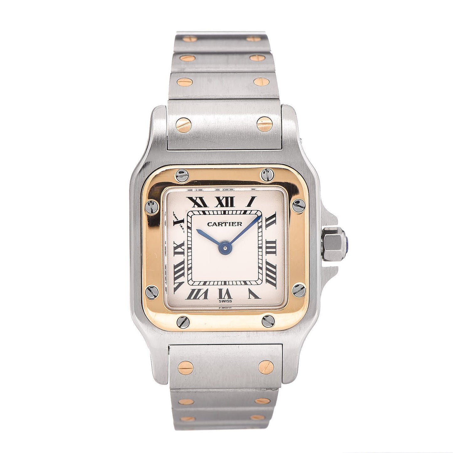 Stainless Steel 18K Yellow Gold 24mm Santos De Cartier Galbee Quartz Watch