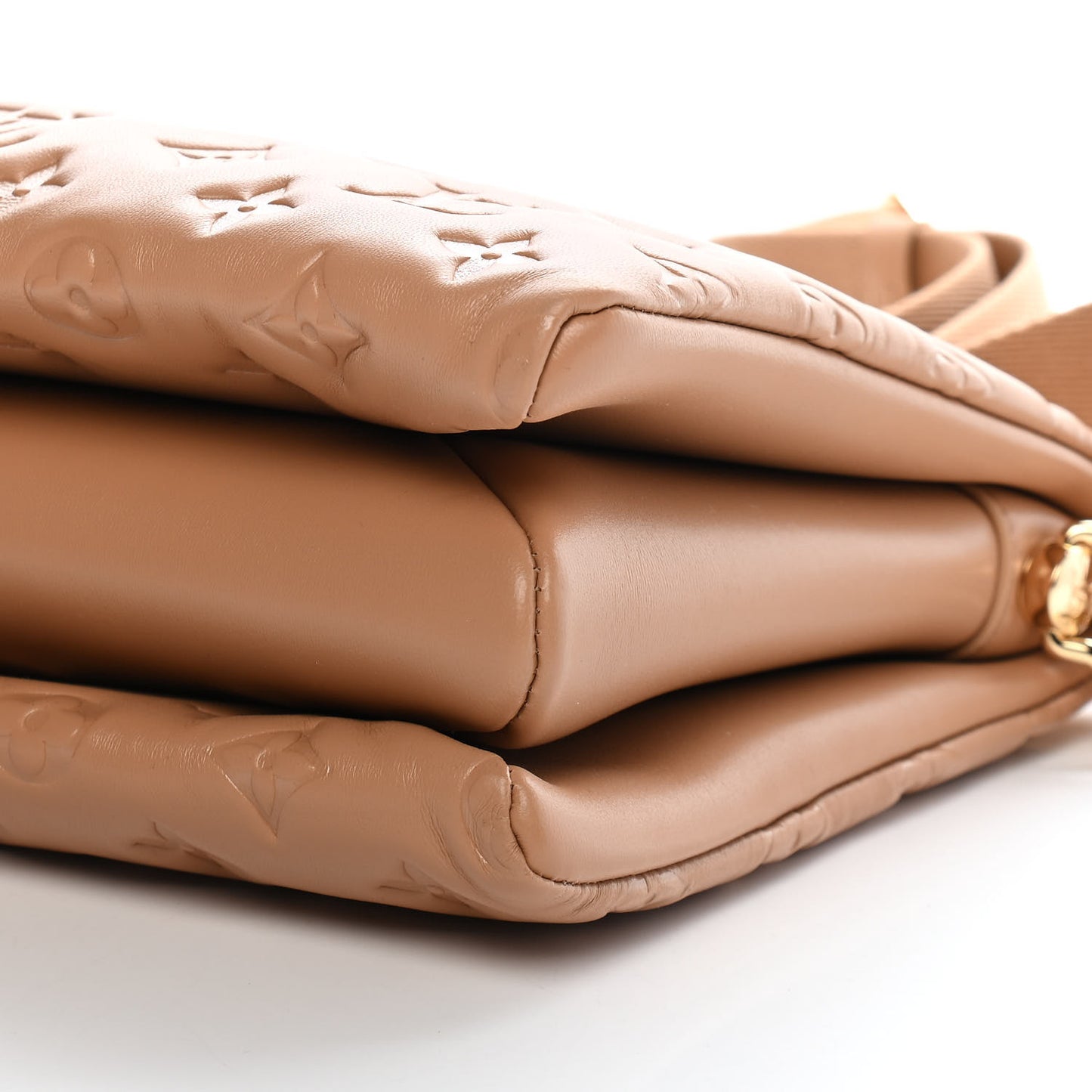 Lambskin Embossed Monogram Coussin PM Camel